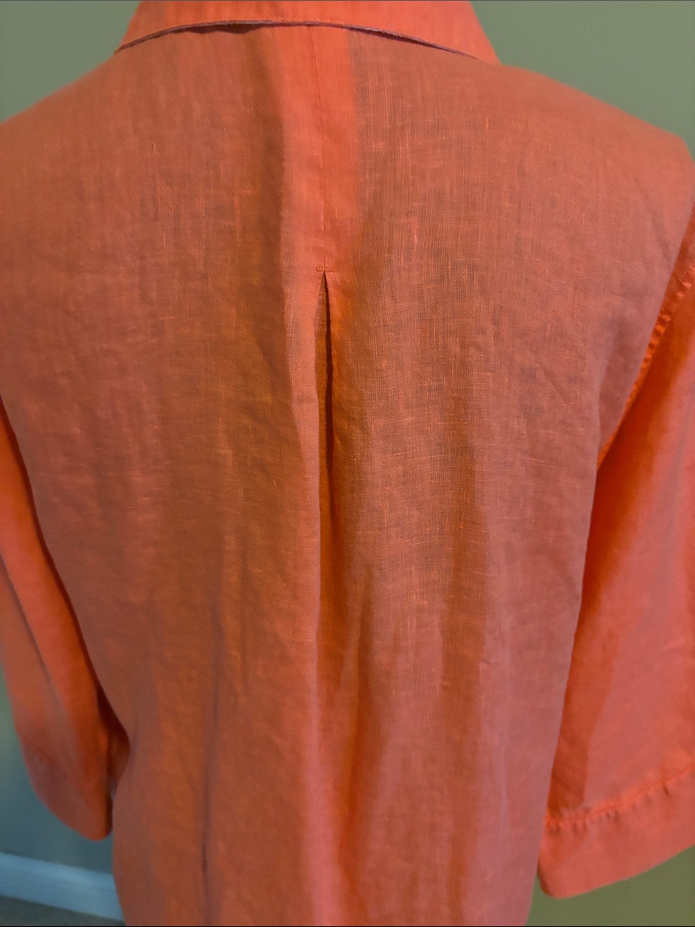 Chico’s Coral Button-Up Linen Shirt with Patterned Placket No Iron.  Size 1.5/M - Picture 8 of 12